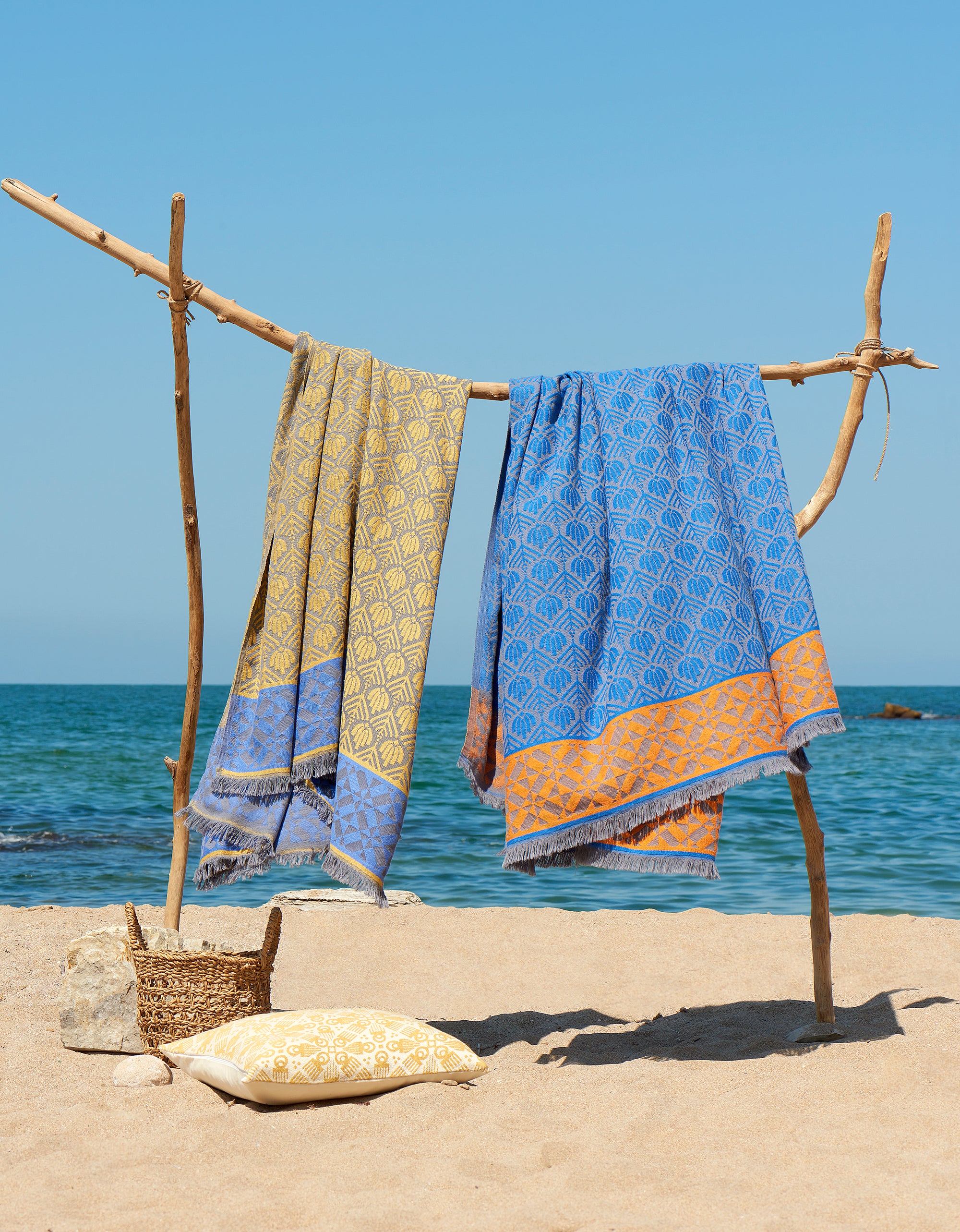 The pyramid motif featured on this pretty and versatile cotton throw blanket is a tribute to the Temple of Kukulcan in Chichen Itza, the pre-Columbian Mayan city in Mexico’s Yucatán Peninsula. A symbol of eternal life in Turkish decorative arts, the Tree of Life also represents togetherness. 57" x 75". 100% cotton.